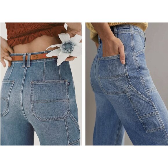 Anthropologie Pilcro 30/10 The Carpenter Wide-Leg Jeans High Rise Relaxed Denim - Picture 3 of 12